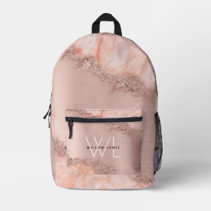 Sac À Dos Imprimé Rose Gold Blush rose Agate Géode Parties scintilla