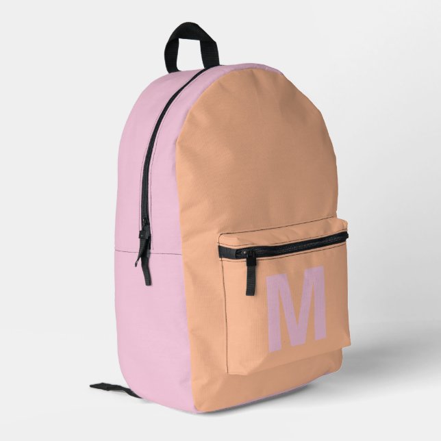 Sac À Dos Imprimé Rose pastel pêche tendance avec nom Monogram (Coin arrière gauche)
