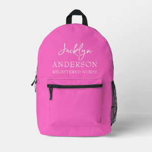 Sac À Dos Imprimé Rose vif personnalisé infirmière