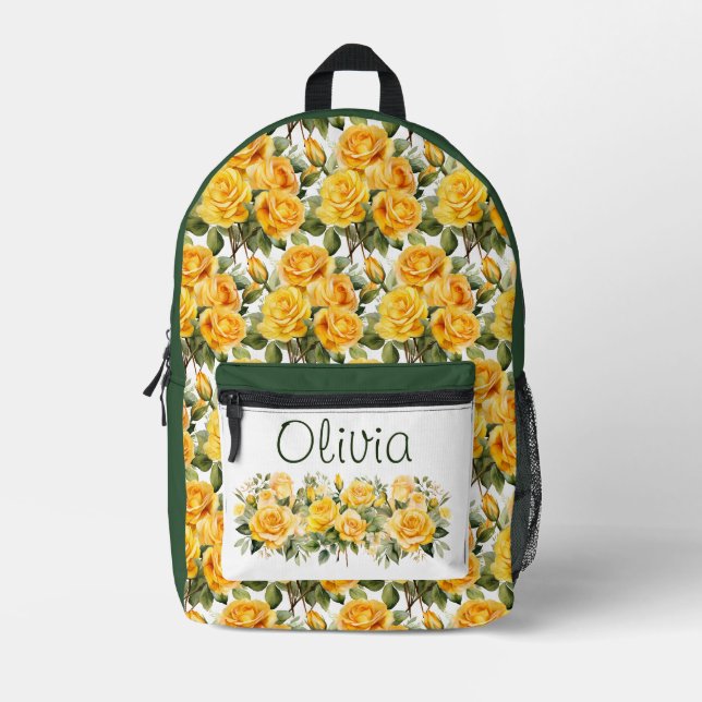 Sac À Dos Imprimé Roses jaunes chics (Recto)
