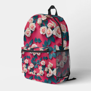 Sac À Dos Imprimé Roses Rouges Et Blanches