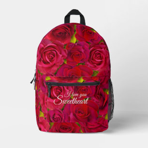 Sac À Dos Imprimé Roses Rouges Je t'aime Nom