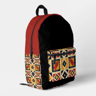 Sac À Dos Imprimé Rouge africain, noir et or
