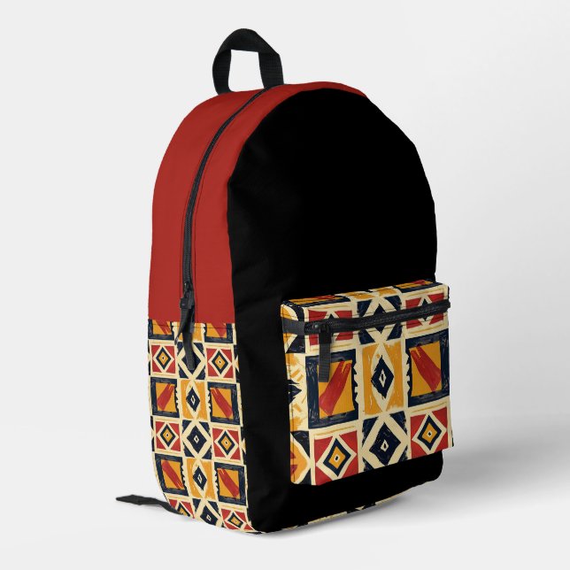 Sac À Dos Imprimé Rouge africain, noir et or (Coin arrière gauche)