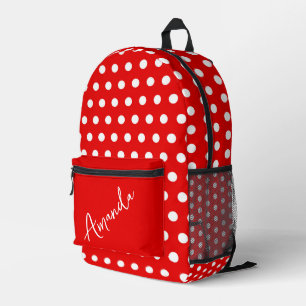 Sac À Dos Imprimé Rouge avec Pois blancs Personnalisé