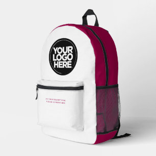 Sac À Dos Imprimé Rouge blanc Logo et texte personnalisés