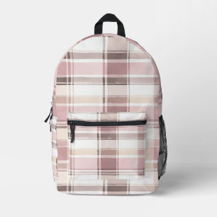Sac À Dos Imprimé Rouge Goglu Tan Brun Crème Carreaux