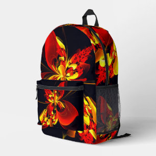 Sac À Dos Imprimé Rouge Jaune Floral Moderne Résumé Modèle Art #10