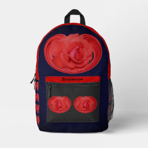 Sac À Dos Imprimé Rouge Rose Raindrops Floral Abstrait Personnalisé