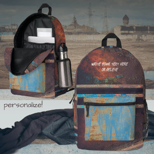 Sac À Dos Imprimé Routage industriel brun rouillé