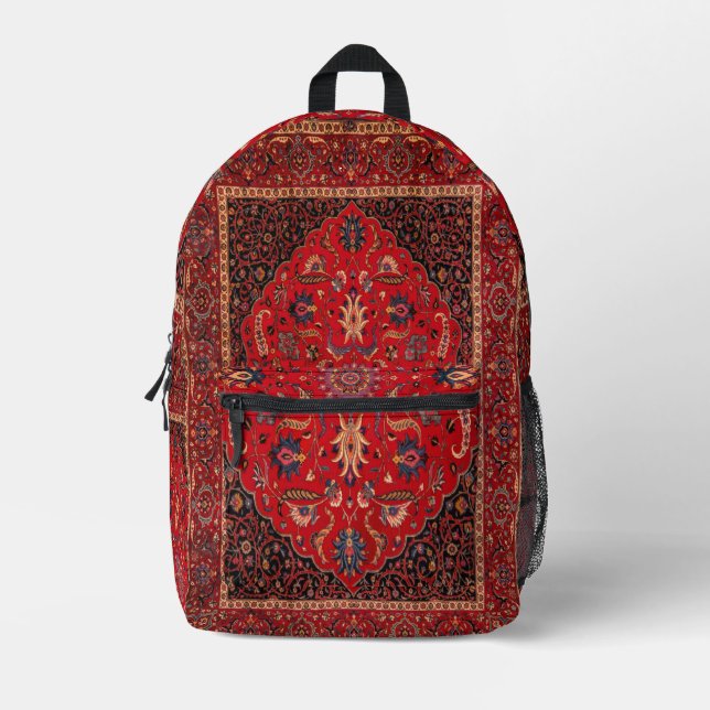 Sac À Dos Imprimé Rug perse rouge de Mashhad (Recto)
