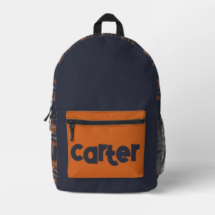 Sac À Dos Imprimé Rustique plaid bleu orange hiver