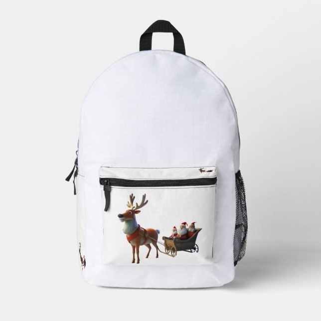 Sac À Dos Imprimé Sacoche de Noël Rudolph (Recto)