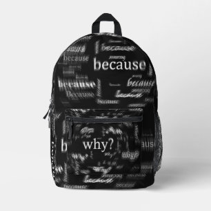 Sac À Dos Imprimé Sacré Pourquoi Parce que Texte Imprimé Noir Sac à