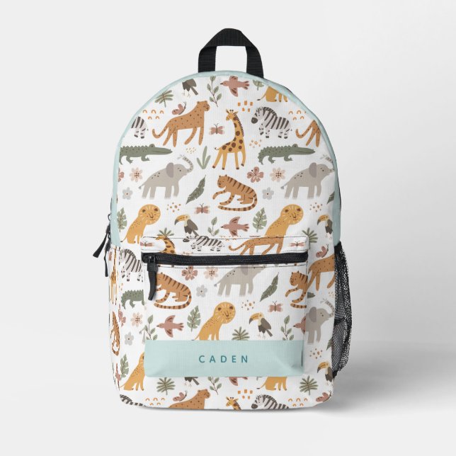 Sac À Dos Imprimé Safari Animaux Motif Blue Boy (Recto)