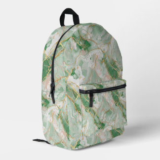 Sac À Dos Imprimé Sage Green Marble with Gold Veins Pattern