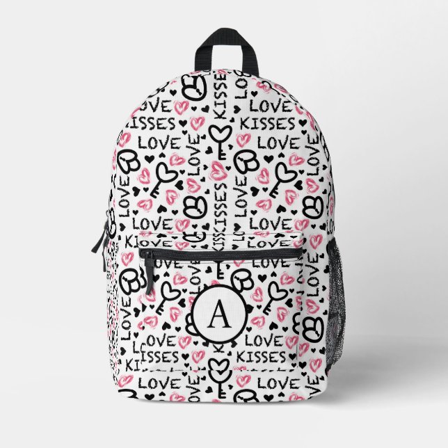 Sac À Dos Imprimé Saint Valentin Amour Baisers Red Hearts Motif (Recto)
