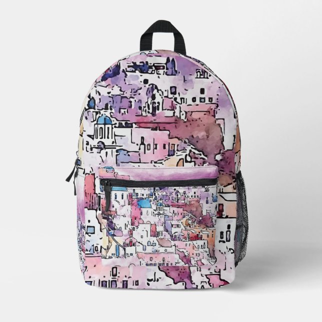 Sac À Dos Imprimé "Santorin". (Recto)