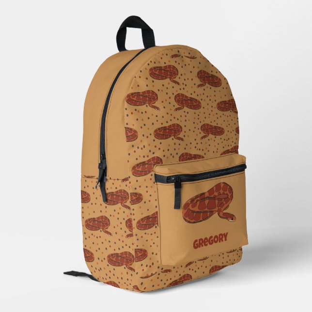 Sac À Dos Imprimé Serpent De Maïs, Rouge, Orange Illustré (Coin arrière gauche)