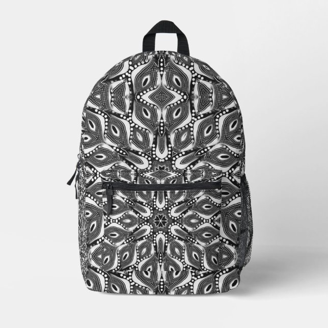 Sac À Dos Imprimé Serpent tribal Black White Spirit Energy (Recto)