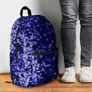Sac À Dos Imprimé Shinny Royal Blue Stylo Sequins Ecole Moderne