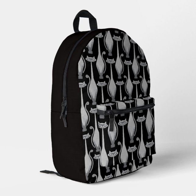 Sac À Dos Imprimé Siamese curieux chat - noir et blanc (Coin arrière gauche)