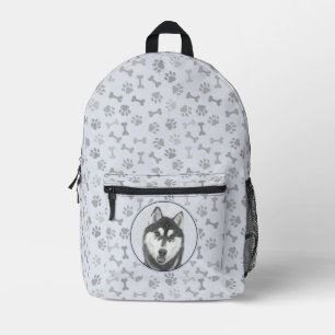 Sac À Dos Imprimé Sibérie Husky (noir et blanc) Peinture Chien Art