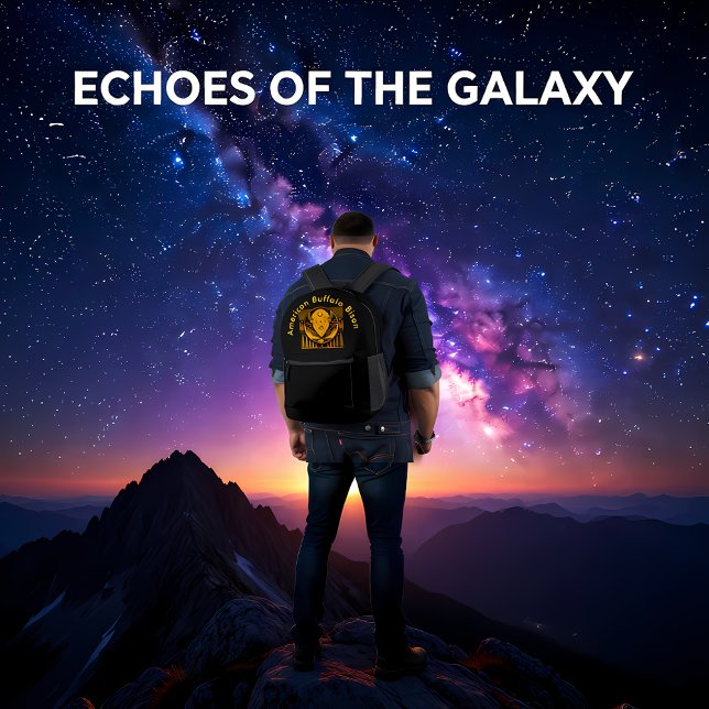 Sac À Dos Imprimé Silhouette de tête de bison contre Arrière - plan  (Créateur téléchargé)