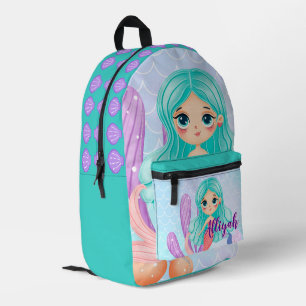 Sac À Dos Imprimé Sirène cyan personnalisée