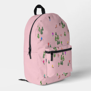Sac À Dos Imprimé Skieurs roses d'hiver Ski