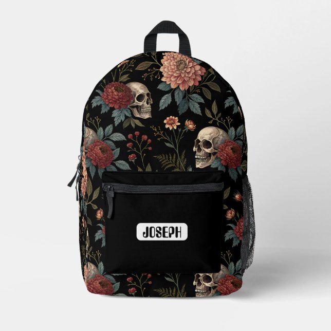 Sac À Dos Imprimé Skull Floral Dark Backpack  (Recto)