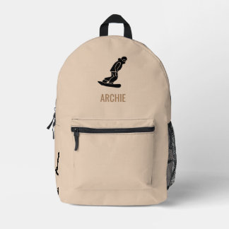 Sac À Dos Imprimé Snowboard moderne Snowboard Personnalisé Beige