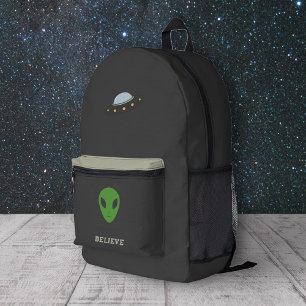 Sac À Dos Imprimé Soucoupe volante et Alien vert