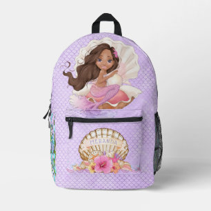 Sac À Dos Imprimé Sous la sirène rose et pourpre de la mer (peau Dk)