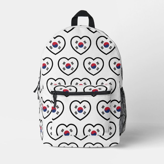 Sac À Dos Imprimé South Korea Flag Heart (Recto)