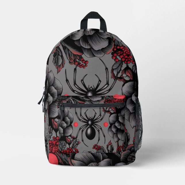 Sac À Dos Imprimé Spider Floral design style gothique (Recto)