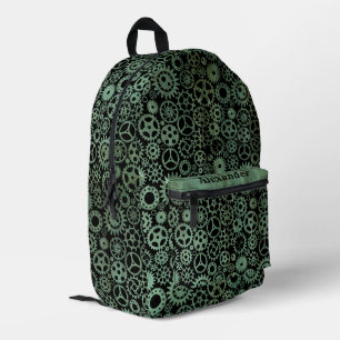 Sac À Dos Imprimé Steampunk Verdigris Bronze Gears Nom personnalisé