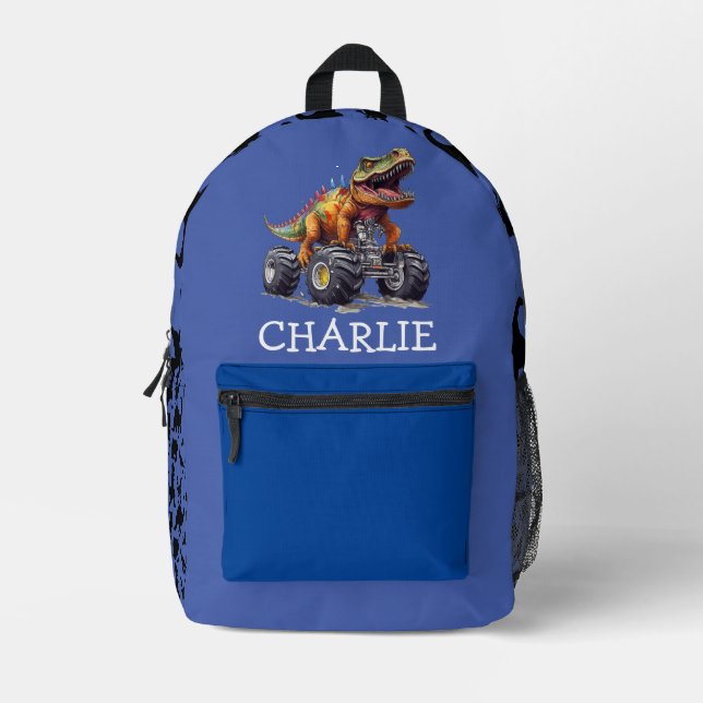 Sac À Dos Imprimé Style Dinosaure Bleu Monster Truck (Recto)