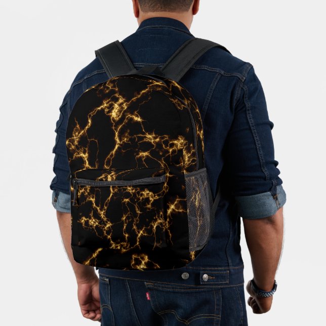 Sac À Dos Imprimé Style Marbre élégant3 - Or noir (Insitu (Modèle))