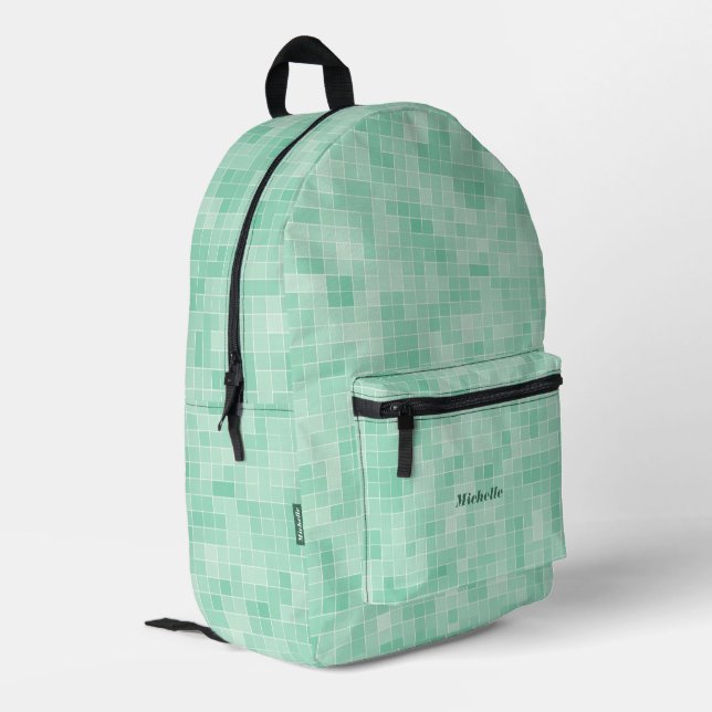 Sac À Dos Imprimé Style moderne mosaïque carrelage Pastel Green (Coin arrière gauche)