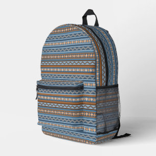 Sac À Dos Imprimé Style sud-ouest bleu et géométrique Brown