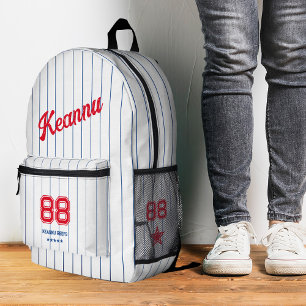 Sac À Dos Imprimé Stylish Baseball Sporty Rouge Blanc Bleu Stripes