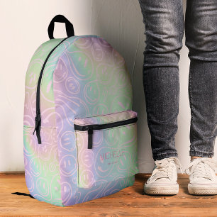 Sac À Dos Imprimé Stylish Smile Holographique Girly rose