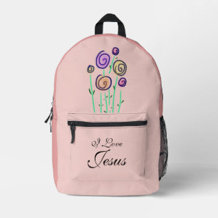 Sac À Dos Imprimé Sucette Graphique Floral J'aime Jésus Rose pêche