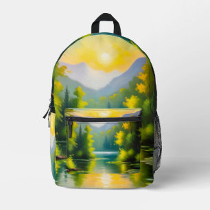 Sac À Dos Imprimé Sunrise sur les montagnes enneigées et le lac