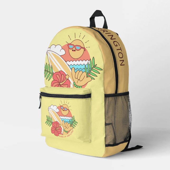 Sac À Dos Imprimé Surfeur de nom personnalisé (Coin arrière droit)