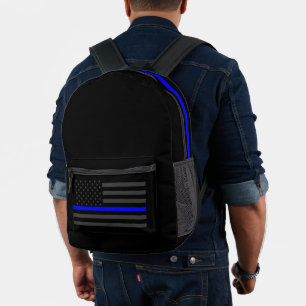 Sac À Dos Imprimé Symbole de la ligne bleue mince américaine sur un