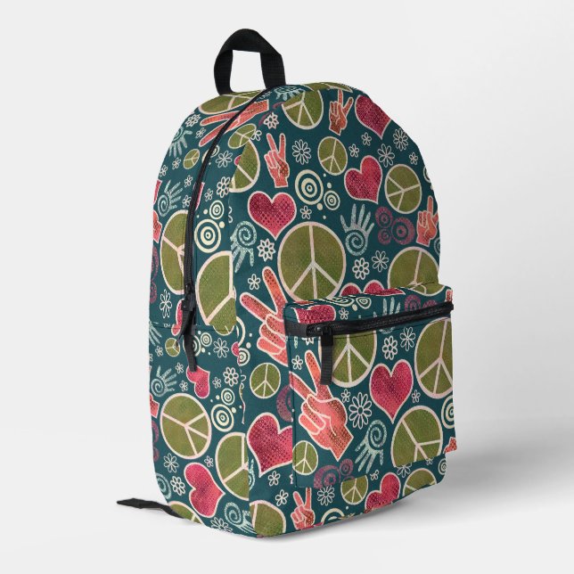 Sac À Dos Imprimé Symbole de la paix Hipster Pacifisme (Coin arrière gauche)