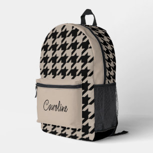 Sac À Dos Imprimé Taupe neutre Beige noir Motif pied-de-chaussée