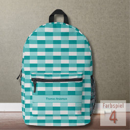 Sac À Dos Imprimé Teal Shades Color Block avec Light Gray